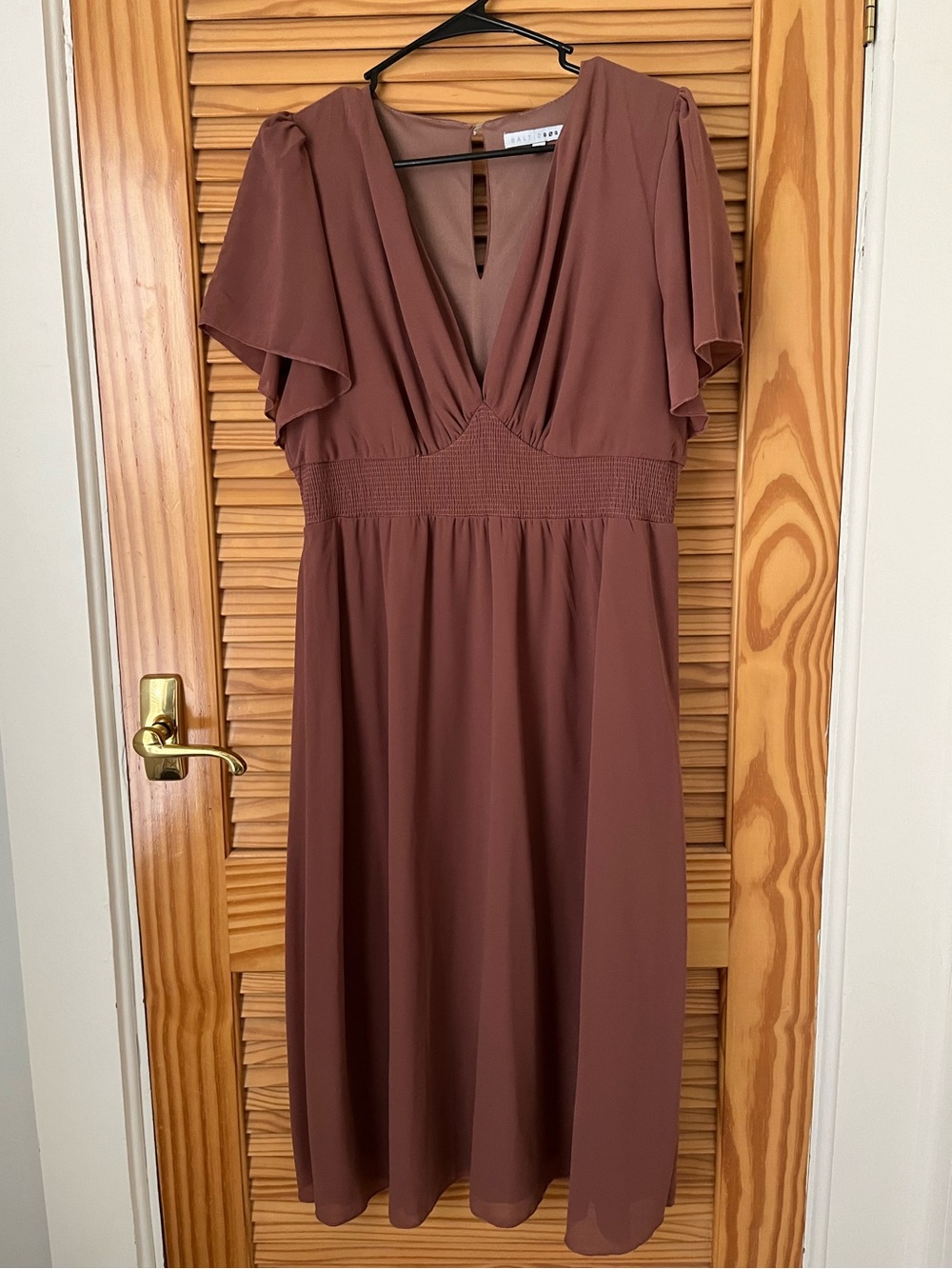 Baltic Born - Sarah Smocked Midi Dress - Rosy Brown XL fall autumn wedding guest